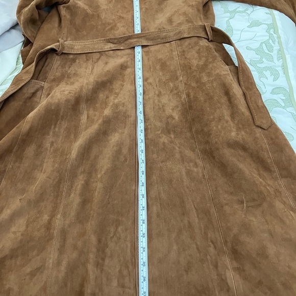 COPY - Genuine Leather Long Brown Suede Trench Style Coat. - Picture 12 of 16